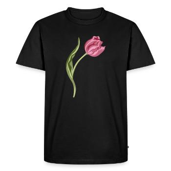 Elegant Pink Tulip Illustration - Men's Premium Organic T-Shirt - black - Front - Nico (187cm)
