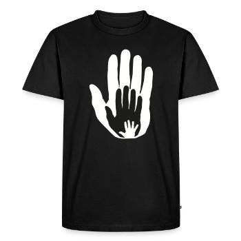 Bébé main dans la main dans la main - T-shirt Premium bio Homme - noir - Devant - Nico (187cm)