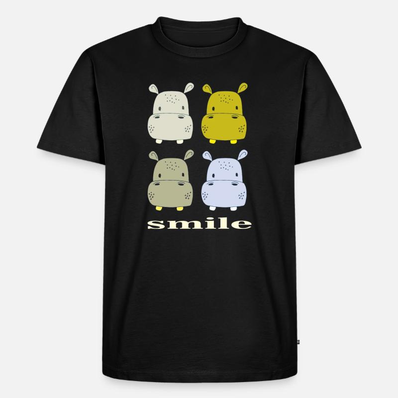 nilpferd smile - Männer Premium Bio T-Shirt - Schwarz
