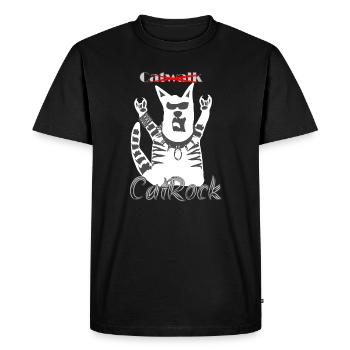 Rocker Drôle Chat Frites Fourche Heavy Metal - T-shirt Premium bio Homme - noir - Devant - Nico (187cm)