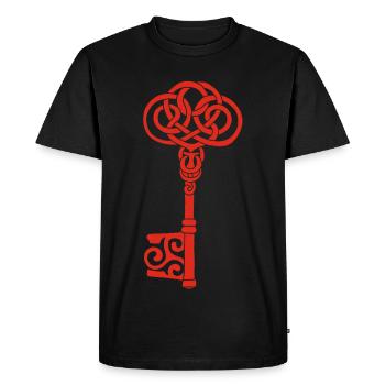 Red Celtic Key - Men's Premium Organic T-Shirt - black - Front - Nico (187cm)