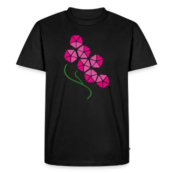 Fleur d’orchidée rose géométrique – Art floral moderne - T-shirt Premium bio Homme - noir - Devant - Nico (187cm)