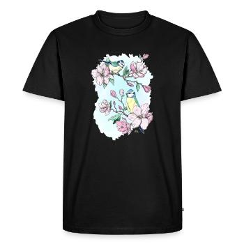 Bleu et magnolias - T-shirt Premium bio Homme - noir - Devant - Nico (187cm)