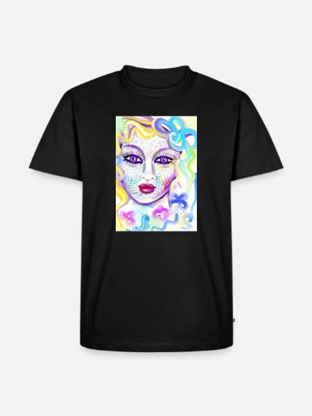 Farbenfrohe Fantasieporträtdesign - Männer Premium Bio T-Shirt - Schwarz