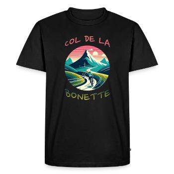 Col de la Bonette: The Challenge of the Alps - Men's Premium Organic T-Shirt - black - Front - Nico (187cm)