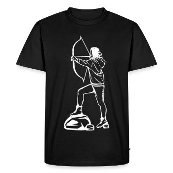 Dessin de fille de tir à l’arc - T-shirt Premium bio Homme - noir - Devant - Nico (187cm)