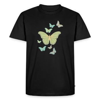 Papillons volants – Chemise esthétique nature douce - T-shirt Premium bio Homme - noir - Devant - Nico (187cm)