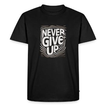 never give up , n'abandonne jamais. - T-shirt Premium bio Homme - noir - Devant - Nico (187cm)