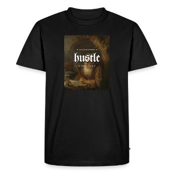 Bouscule-toi dormir comme si tu étais riche Je suis debout comme si j’étais - T-shirt Premium bio Homme - noir - Devant - Nico (187cm)