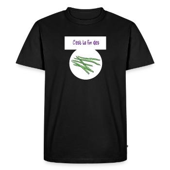 C'est la fin des haricots - T-shirt Premium bio Homme - noir - Devant - Nico (187cm)