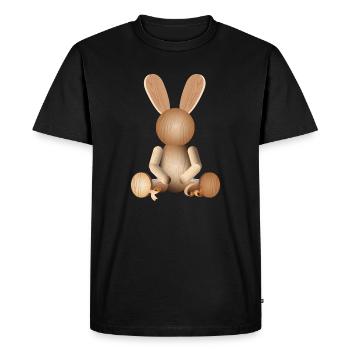 Aspect bois illustratif – charmante figure de lapin - T-shirt Premium bio Homme - noir - Devant - Nico (187cm)