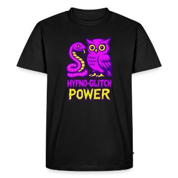 Hypno Glitch Power Owl - Men's Premium Organic T-Shirt - black - Front - Nico (187cm)