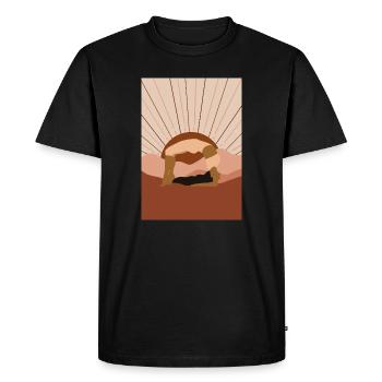 Yoga Lifestyle – Le Pont, posture d’équilibre - T-shirt Premium bio Homme - noir - Devant - Nico (187cm)