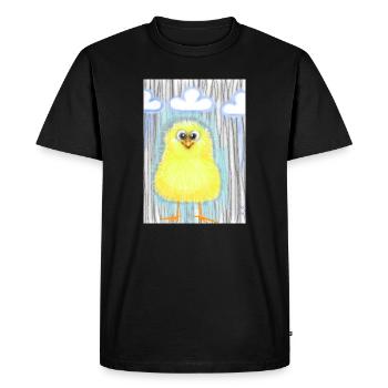 Cute yellow duckling in rain - Men's Premium Organic T-Shirt - black - Front - Nico (187cm)