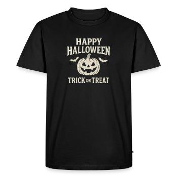 Halloween : Halloween : Des bonbons ou un sort à la citrouille - T-shirt Premium bio Homme - noir - Devant - Nico (187cm)