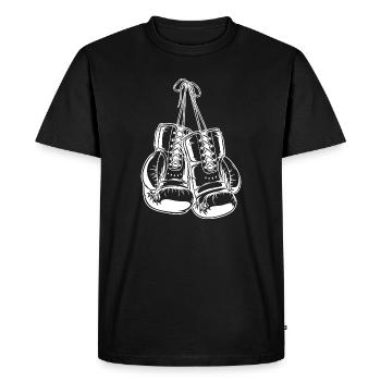 Conception de gants de boxe blancs pour la création de logo - T-shirt Premium bio Homme - noir - Devant - Nico (187cm)