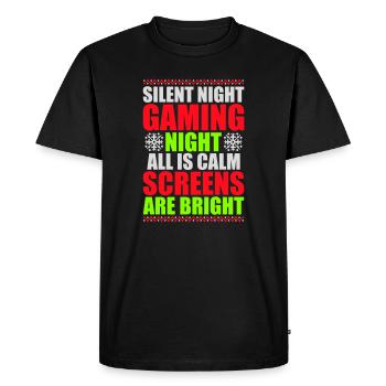 Nuit silencieuse Nuit de jeu Tous les écrans calmes Lumineux - T-shirt Premium bio Homme - noir - Devant - Nico (187cm)