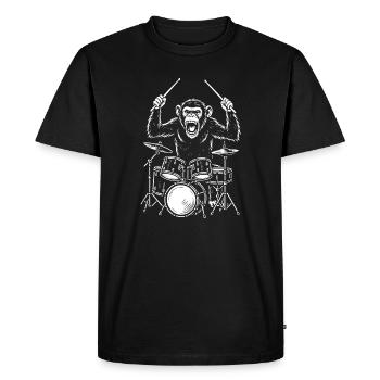 Drumming Chimp Band - Men's Premium Organic T-Shirt - black - Front - Nico (187cm)