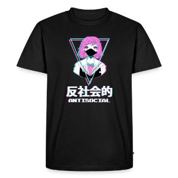 Esthétique de fille asociale, lunatique et mignonne - T-shirt Premium bio Homme - noir - Devant - Nico (187cm)