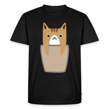 Poche poitrine avec chat - T-shirt Premium bio Homme - noir - Devant - Nico (187cm)