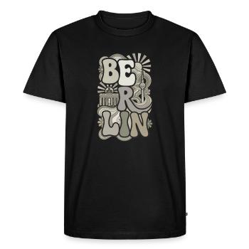 BERLIN Rétro Groovy Années 70 Monochrome Vintage - T-shirt Premium bio Homme - noir - Devant - Nico (187cm)