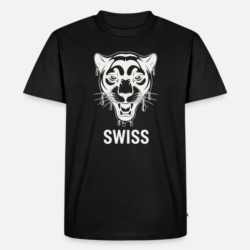 Tropfender Tigerkopf Schweizer Stil - Männer Premium Bio T-Shirt - Schwarz