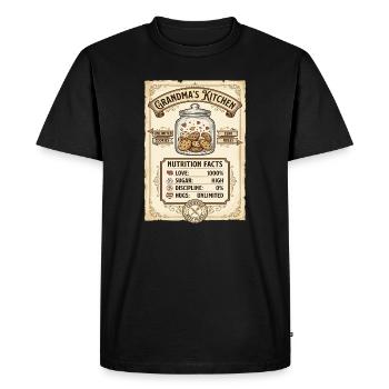 Grandma's Kitchen Nutrition Facts - Men's Premium Organic T-Shirt - black - Front - Nico (187cm)
