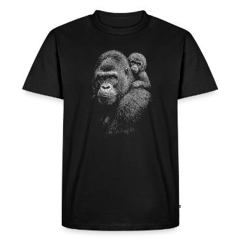Gorille avec un petit en noir et blanc - T-shirt Premium bio Homme - noir - Devant - Nico (187cm)