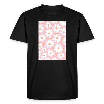 Marguerites roses - T-shirt Premium bio Homme - noir - Devant - Nico (187cm)