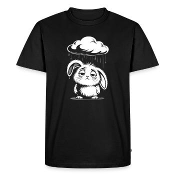 Sad Bunny - Cute Rain Cloud Design - Men's Premium Organic T-Shirt - black - Front - Nico (187cm)