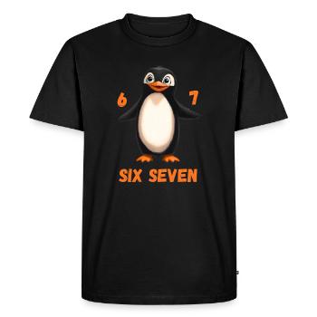 Six Seven 67 Penguin Funny Meme Design - T-shirt Premium bio Homme - noir - Devant - Nico (187cm)