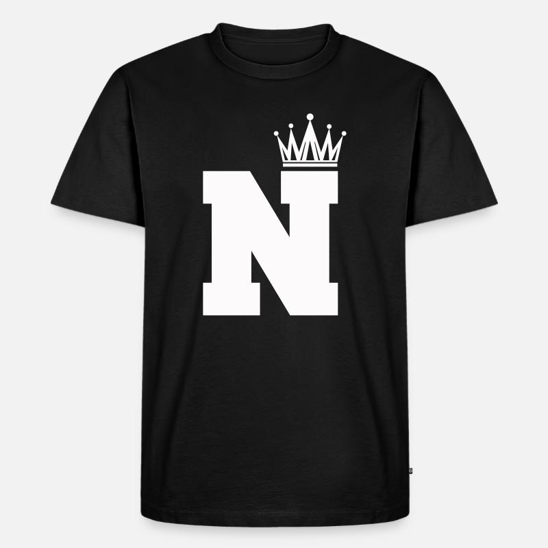 buchstabe_N_Krone - Männer Premium Bio T-Shirt - Schwarz
