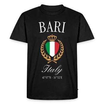 Bari Italy Coat of Arms Crown – Travel Souvenir - Men's Premium Organic T-Shirt - black - Front - Nico (187cm)