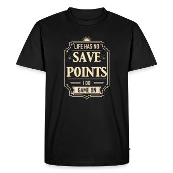 La vie n’a pas de points de sauvegarde - T-shirt Premium bio Homme - noir - Devant - Nico (187cm)