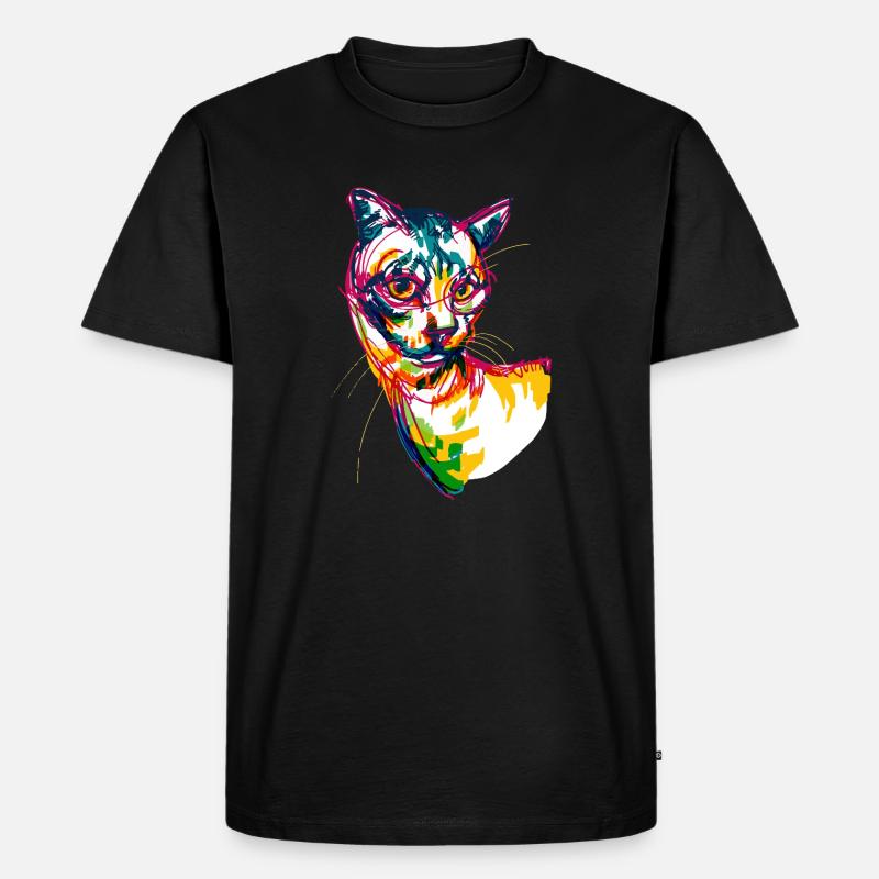 Neonkatze - Männer Premium Bio T-Shirt - Schwarz