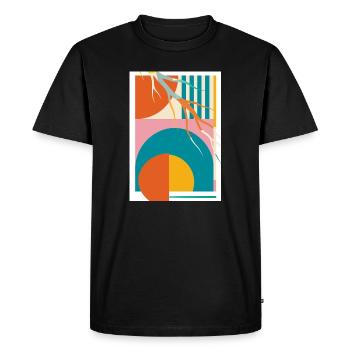 Géométrie abstraite avec lignes organiques rétro - T-shirt Premium bio Homme - noir - Devant - Nico (187cm)