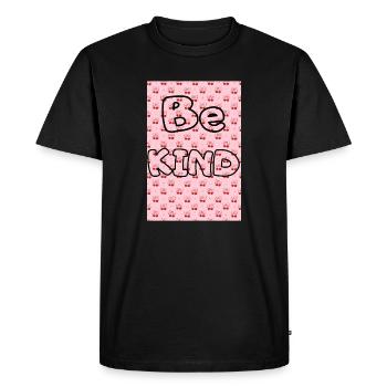 Be kind with cherry pattern - Men's Premium Organic T-Shirt - black - Front - Nico (187cm)