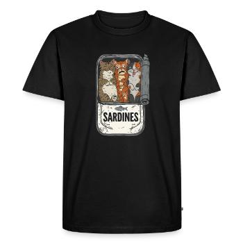 Des chatons dans une boîte de sardines - T-shirt Premium bio Homme - noir - Devant - Nico (187cm)