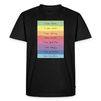 Rainbow Affirmations Shirt - Men's Premium Organic T-Shirt - black - Front - Nico (187cm)