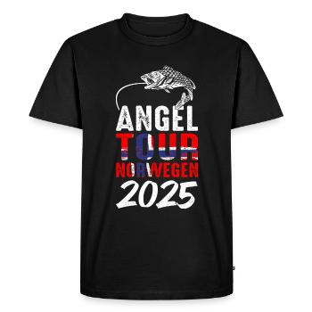 Angeltour Norwegen Fischer Angelteam Karpfen Angel - Männer Premium Bio T-Shirt - Schwarz - Vorne - Nico (187cm)