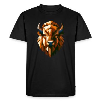 Bison géométrique abstrait - Design de couleur - T-shirt Premium bio Homme - noir - Devant - Nico (187cm)