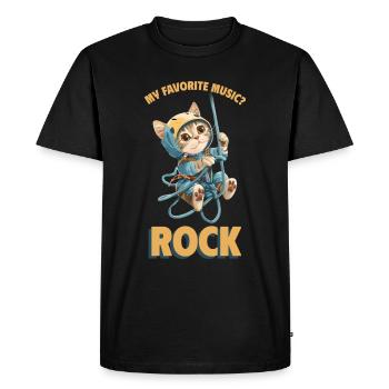 Ma musique préférée ? Escalade Chat mignon - T-shirt Premium bio Homme - noir - Devant - Nico (187cm)