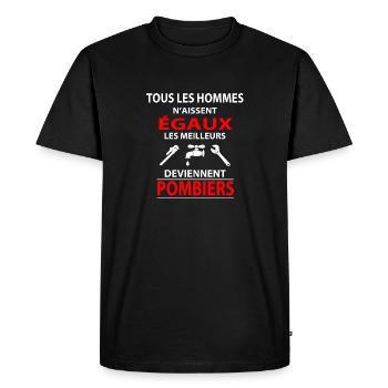 Humour plombier - T-shirt Premium bio Homme - noir - Devant - Nico (187cm)