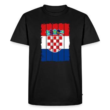 Drapeau Croatie Mer Adriatique Zagreb Drapeau croate - T-shirt Premium bio Homme - noir - Devant - Nico (187cm)