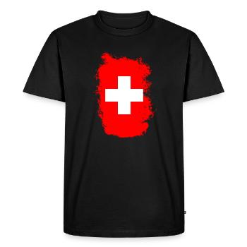 Drapeau Suisse Croix Vintage Look Usé Suisse - T-shirt Premium bio Homme - noir - Devant - Nico (187cm)