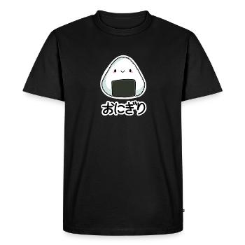 Onigiri + Japanese characters - Men's Premium Organic T-Shirt - black - Front - Nico (187cm)