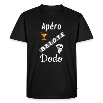 Aperitif belote dodo black background humor funny fun - Men's Premium Organic T-Shirt - black - Front - Nico (187cm)
