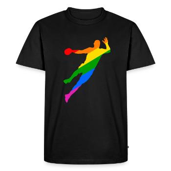 joueur de handball coloré - plus de tolérance dans le sport - T-shirt Premium bio Homme - noir - Devant - Nico (187cm)