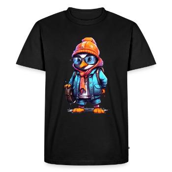 Cute Penguin Cartoon - Men's Premium Organic T-Shirt - black - Front - Nico (187cm)