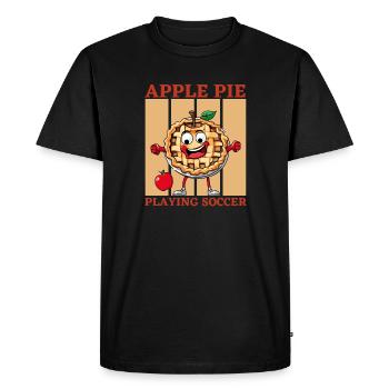 Apple pie playing football - Men's Premium Organic T-Shirt - black - Front - Nico (187cm)